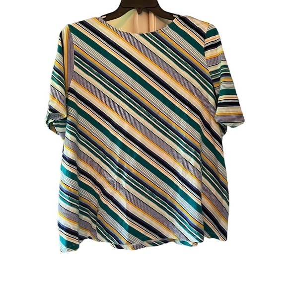 Jessica London Women’s Plus Size Square Neck Striped Tee - Picture 2 of 5